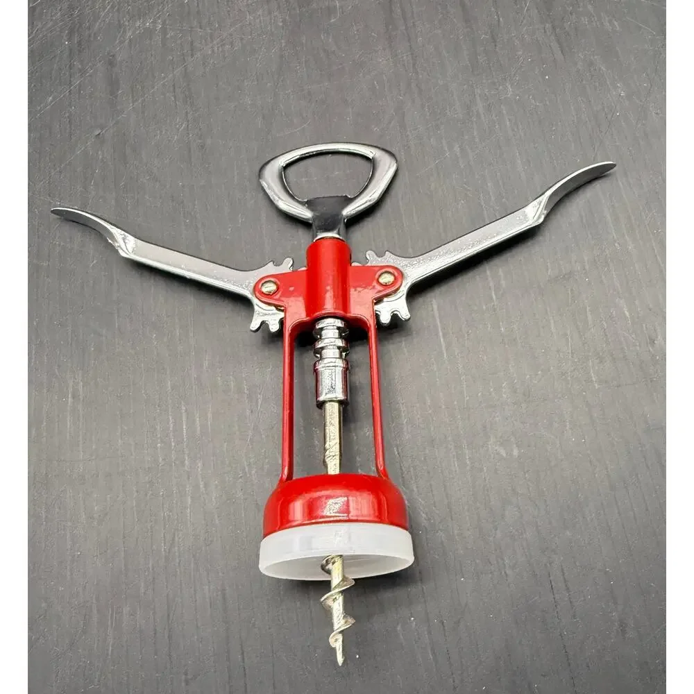 Vintage Wine Opener, Red Wing Corkscrew, Italy, Stainless Steel, MCM